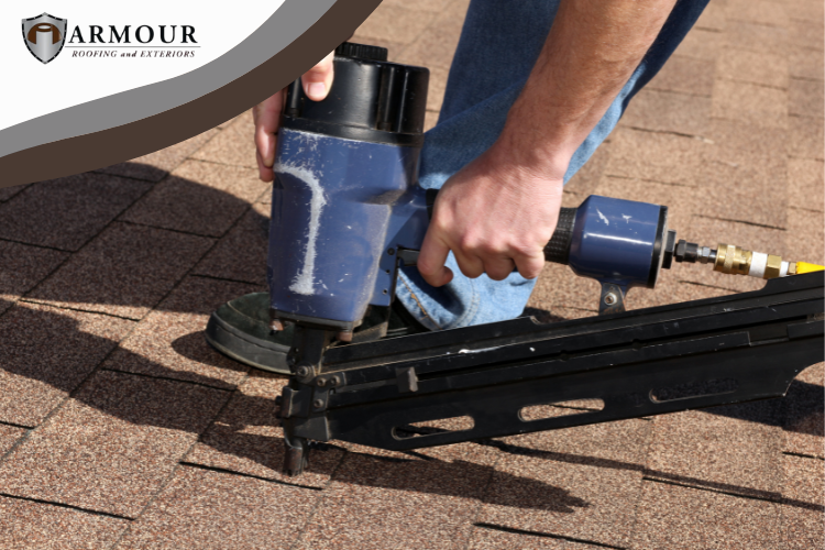 Close-up of shingle installation by Westminster roof repair experts.