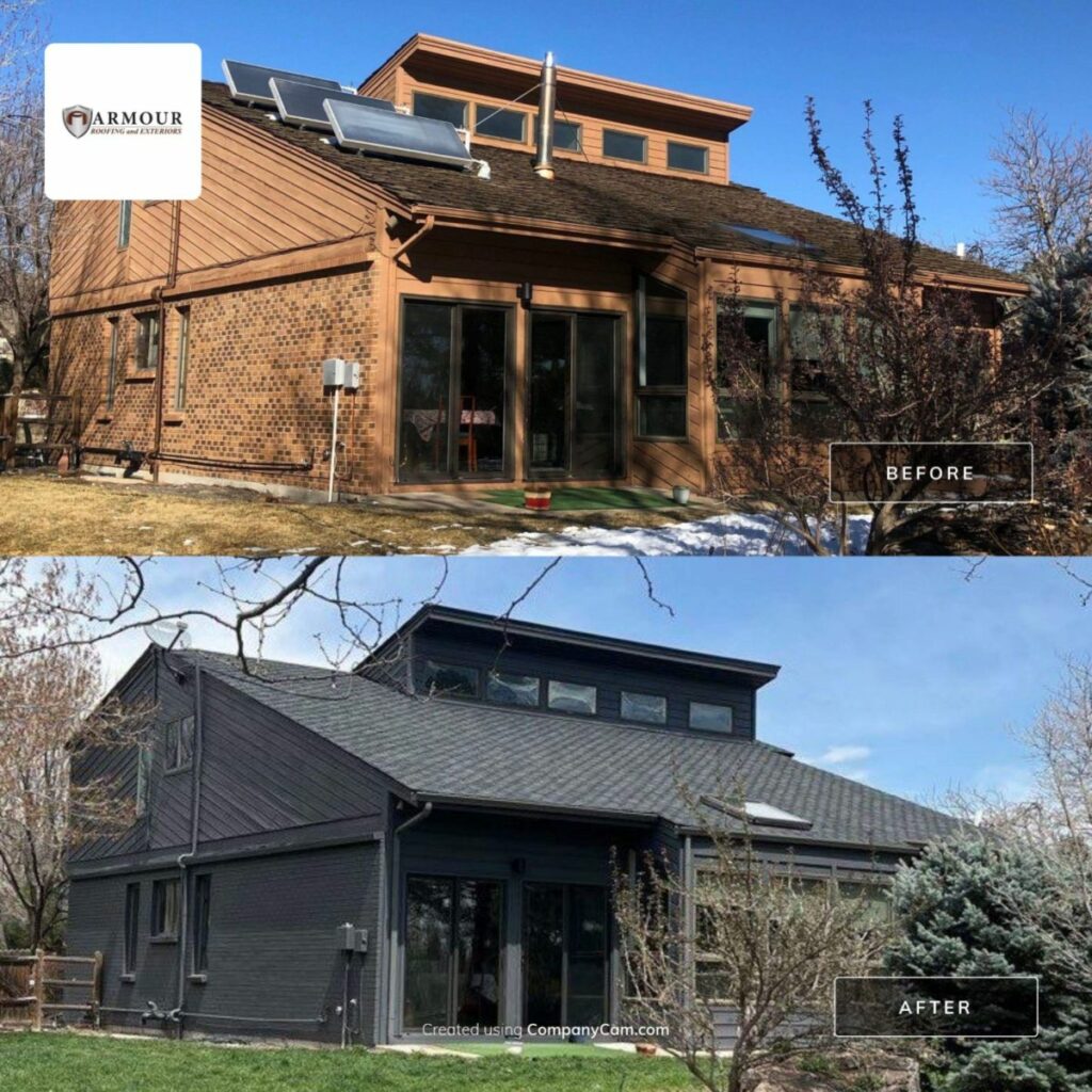 Armour Roofing’s crew in Greenwood Village installing a green roof with safety harnesses